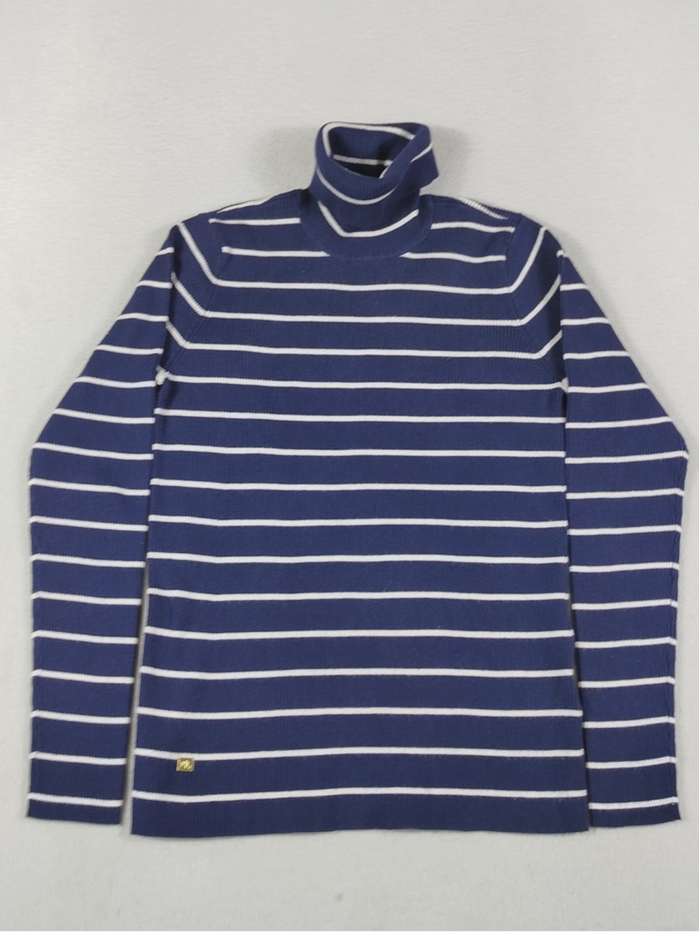 VTG Lauren Ralph Lauren Striped Knit Turtleneck Navy/White 2XL cotton blend